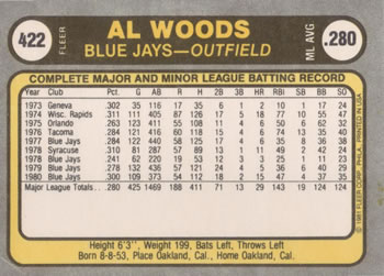 Al Woods  baseball card collectible - Main Image 2