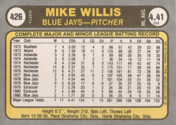 Mike Willis  baseball card collectible - Main Image 2
