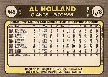 Al Holland  baseball card collectible - Main Image 2