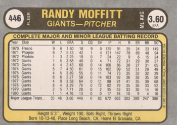 Randy Moffitt  baseball card collectible - Main Image 2