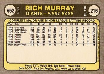 Rich Murray  baseball card collectible - Main Image 2
