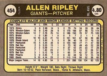 Allen Ripley  baseball card collectible - Main Image 2