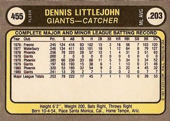 Dennis Littlejohn  baseball card collectible - Main Image 2