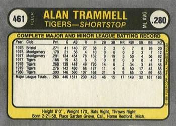 Alan Trammell  baseball card collectible - Main Image 2
