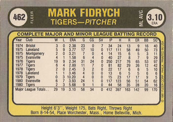 Mark Fidrych  baseball card collectible - Main Image 2