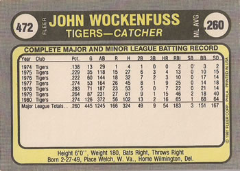John Wockenfuss  baseball card collectible - Main Image 2