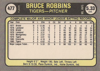 Bruce Robbins  baseball card collectible - Main Image 2
