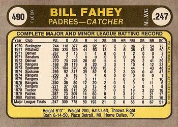 Bill Fahey  baseball card collectible - Main Image 2