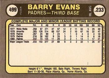Barry Evans  baseball card collectible - Main Image 2