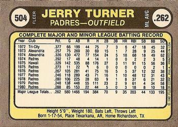 Jerry Turner  baseball card collectible - Main Image 2