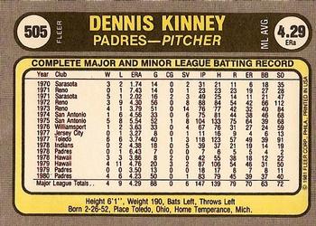 Dennis Kinney  baseball card collectible - Main Image 2