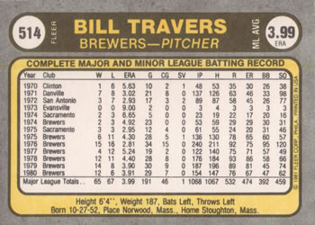 Billy Travers  baseball card collectible - Main Image 2