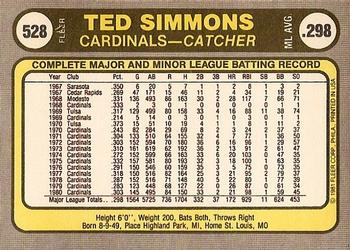 Ted Simmons  baseball card collectible - Main Image 2
