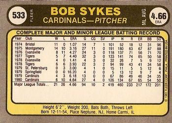 Bob Sykes  baseball card collectible - Main Image 2