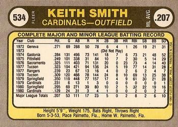 Keith Smith  baseball card collectible - Main Image 2