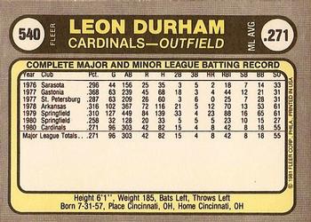 Leon Durham  baseball card collectible - Main Image 2