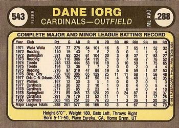 Dane Iorg  baseball card collectible - Main Image 2