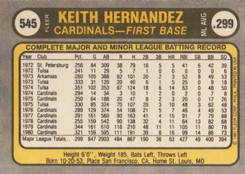 Keith Hernandez  baseball card collectible - Main Image 2