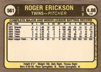 Roger Erickson  baseball card collectible - Main Image 2