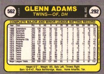 Glenn Adams  baseball card collectible - Main Image 2