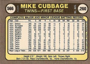 Mike Cubbage  baseball card collectible - Main Image 2