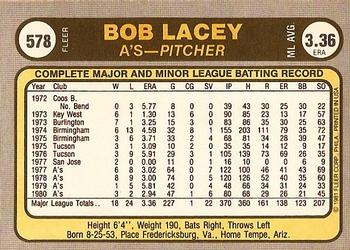 Bob Lacey  baseball card collectible - Main Image 2