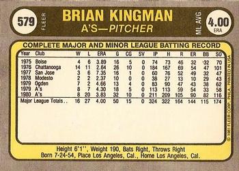Brian Kingman  baseball card collectible - Main Image 2