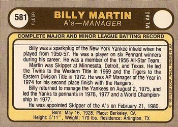 Billy Martin  baseball card collectible - Main Image 2