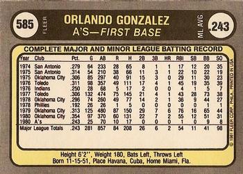 Orlando Gonzalez  baseball card collectible - Main Image 2