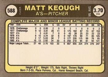 Matt Keough  baseball card collectible - Main Image 2