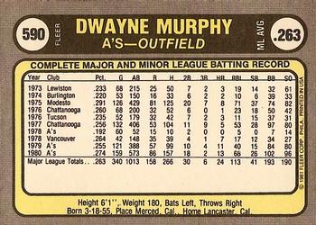 Dwayne Murphy  baseball card collectible - Main Image 2