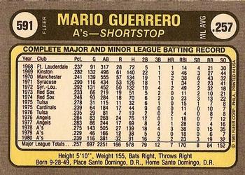Mario Guerrero  baseball card collectible - Main Image 2