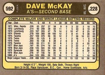 Dave McKay  baseball card collectible - Main Image 2