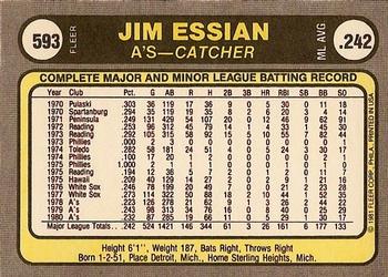 Jim Essian  baseball card collectible - Main Image 2