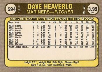 Dave Heaverlo  baseball card collectible - Main Image 2