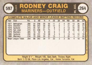 Rodney Craig  baseball card collectible - Main Image 2