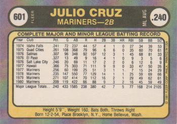 Julio Cruz  baseball card collectible - Main Image 2