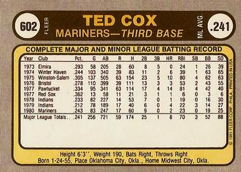 Ted Cox  baseball card collectible - Main Image 2