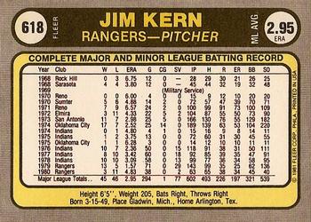 Jim Kern  baseball card collectible - Main Image 2