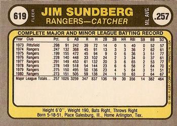 Jim Sundberg  baseball card collectible - Main Image 2