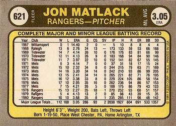 Jon Matlack  baseball card collectible - Main Image 2