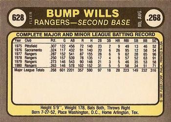 Bump Wills  baseball card collectible - Main Image 2