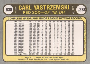 Carl Yastrzemski  baseball card collectible - Main Image 2