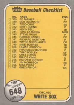 Checklist: Mets / White Sox  baseball card collectible - Main Image 2