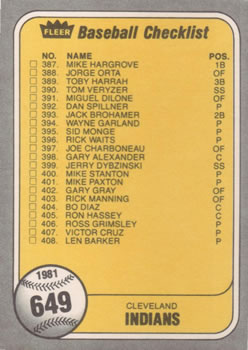 Checklist: Pirates / Indians  baseball card collectible - Main Image 2