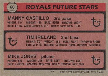 Royals Future Stars (Manny Castillo / Tim Ireland / Mike Jones)  baseball card collectible - Main Image 2