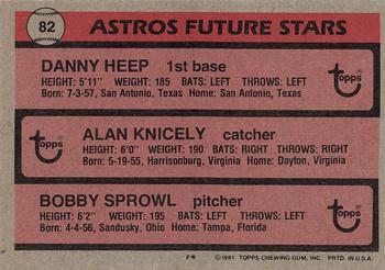 Astros Future Stars (Danny Heep / Alan Knicely / Bobby Sprowl)  baseball card collectible - Main Image 2