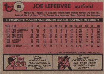 Joe Lefebvre  baseball card collectible - Main Image 2