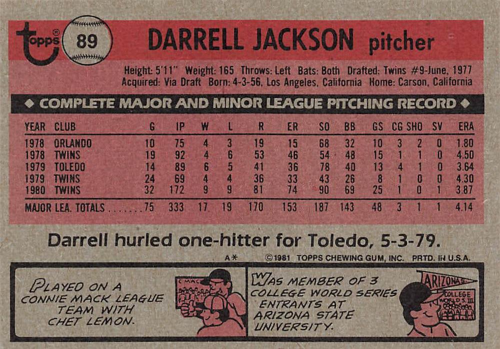 Darrell Jackson  baseball card collectible - Main Image 2