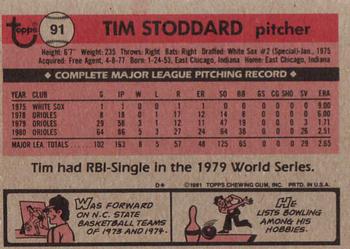 Tim Stoddard  baseball card collectible - Main Image 2